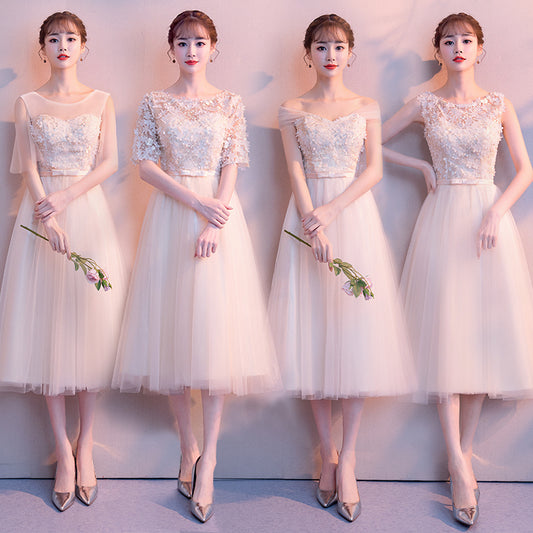 Mid-length Champagne Sister Group Dress