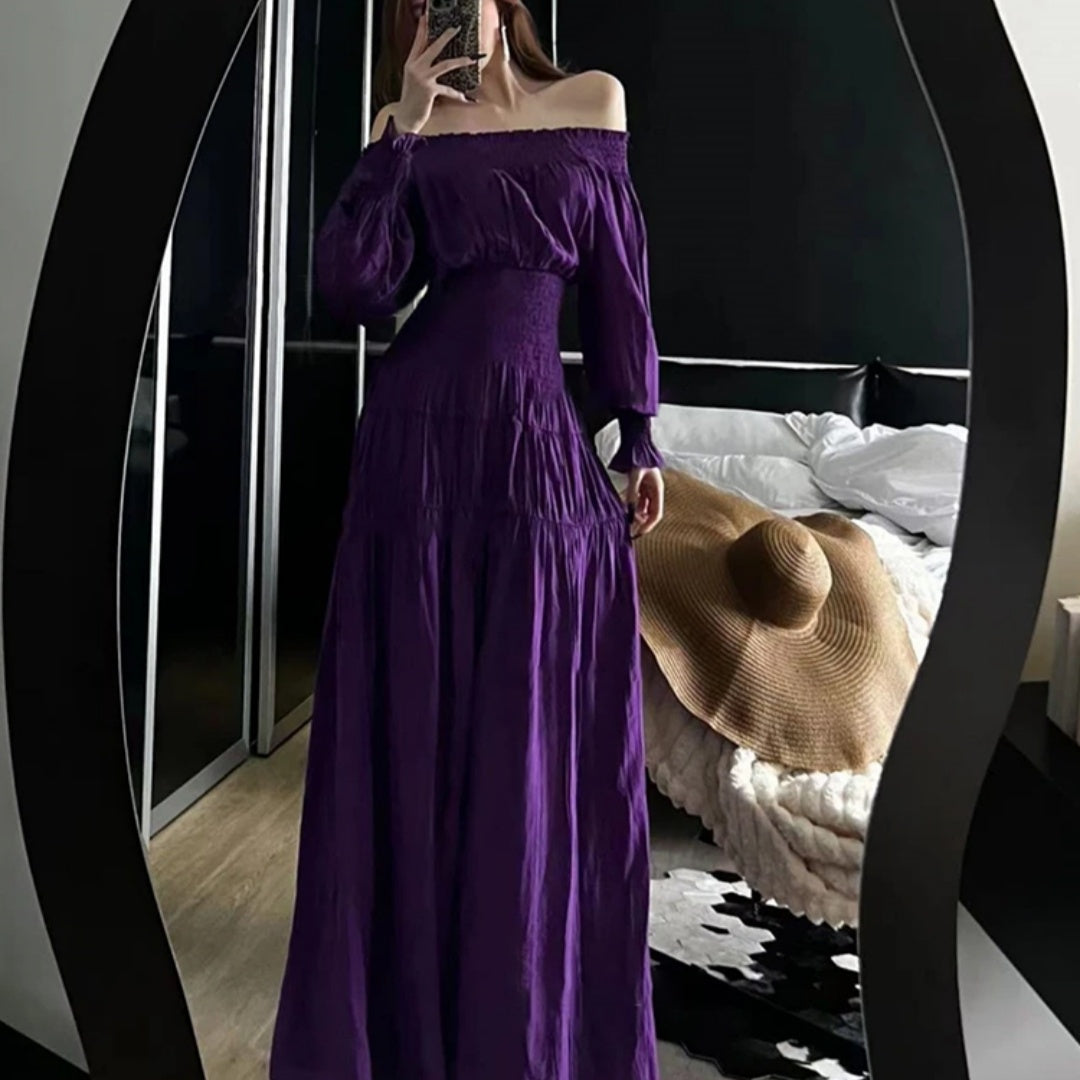 Off-shoulder Vacation Skirt Women's Waist A- Line Length Dress