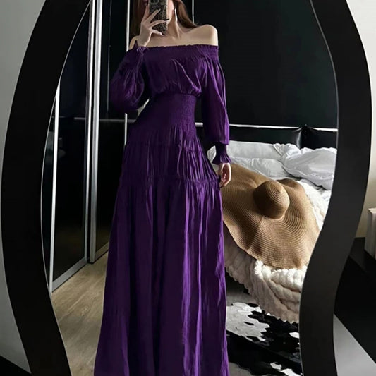 Off-shoulder Vacation Skirt Women's Waist A- Line Length Dress