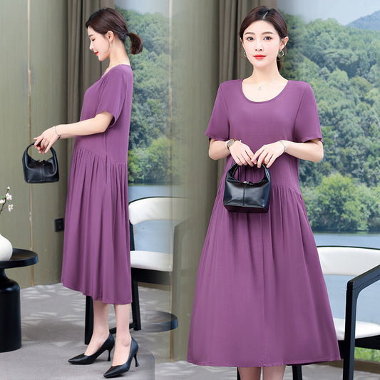 Solid Color New Noil Poplin Dress Summer Fashion Outdoor