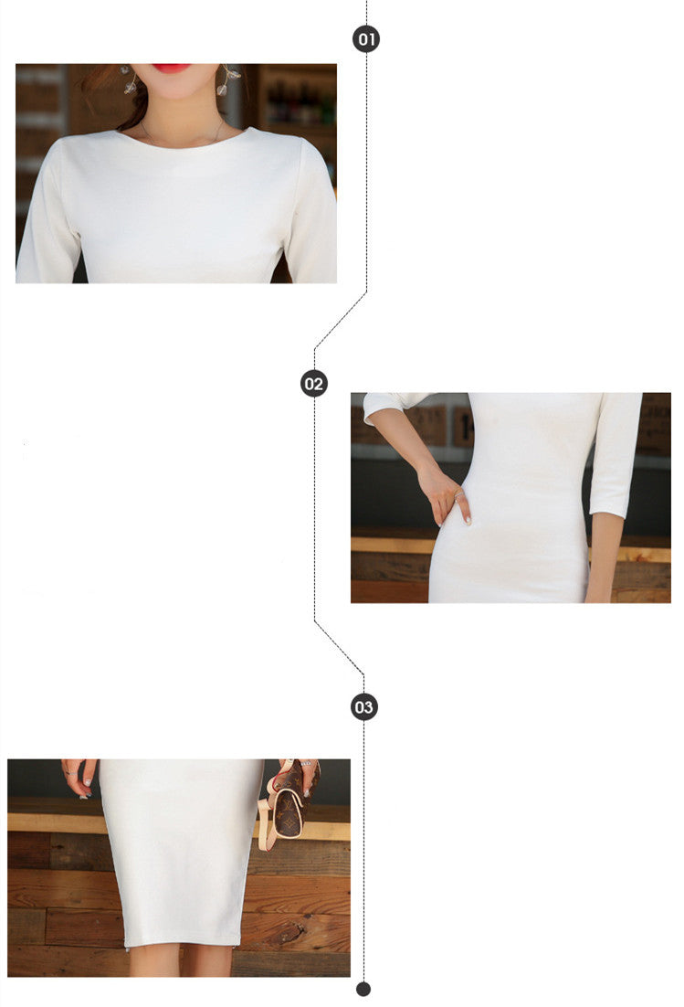 Mid Length Package Hip White Dress