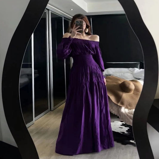 Off-shoulder Vacation Skirt Women's Waist A- Line Length Dress