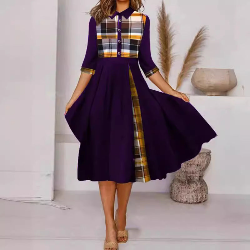 Women's Blouse Collar Single-breasted Dress