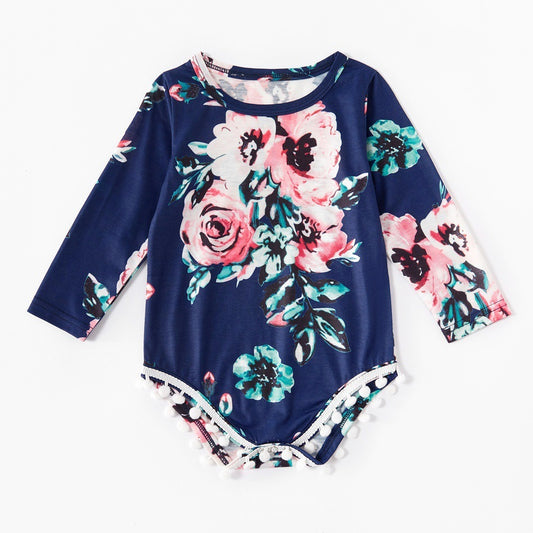 Parent-child Printed Mother And Daughter Mid-length Sleeve Dress Women's Long Skirt