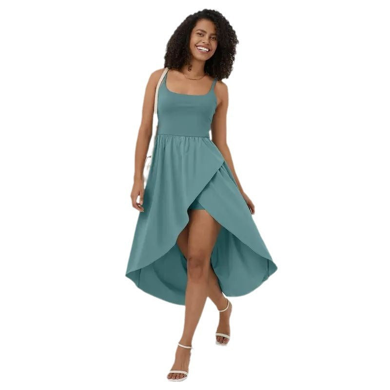 Fashionable Elegant Mid-length Vest With Pockets Dress