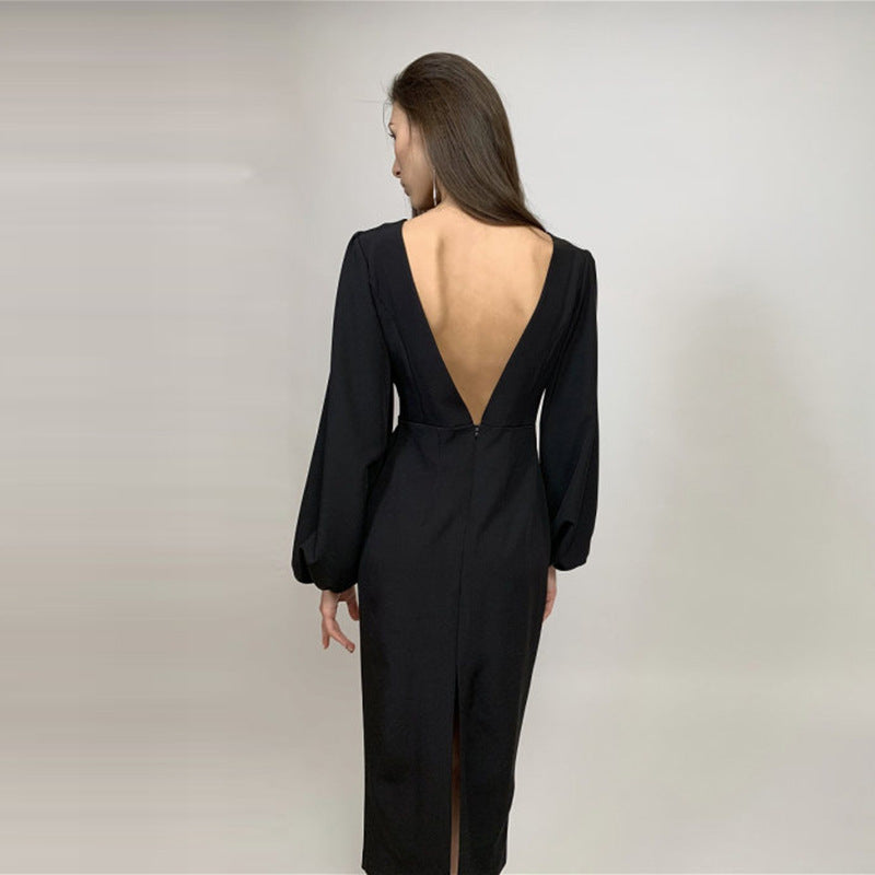 Fashionable Women's Temperament Slim Mid-length Dress