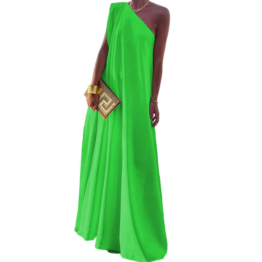 Women's Fashion Loose One-shoulder Long Dress