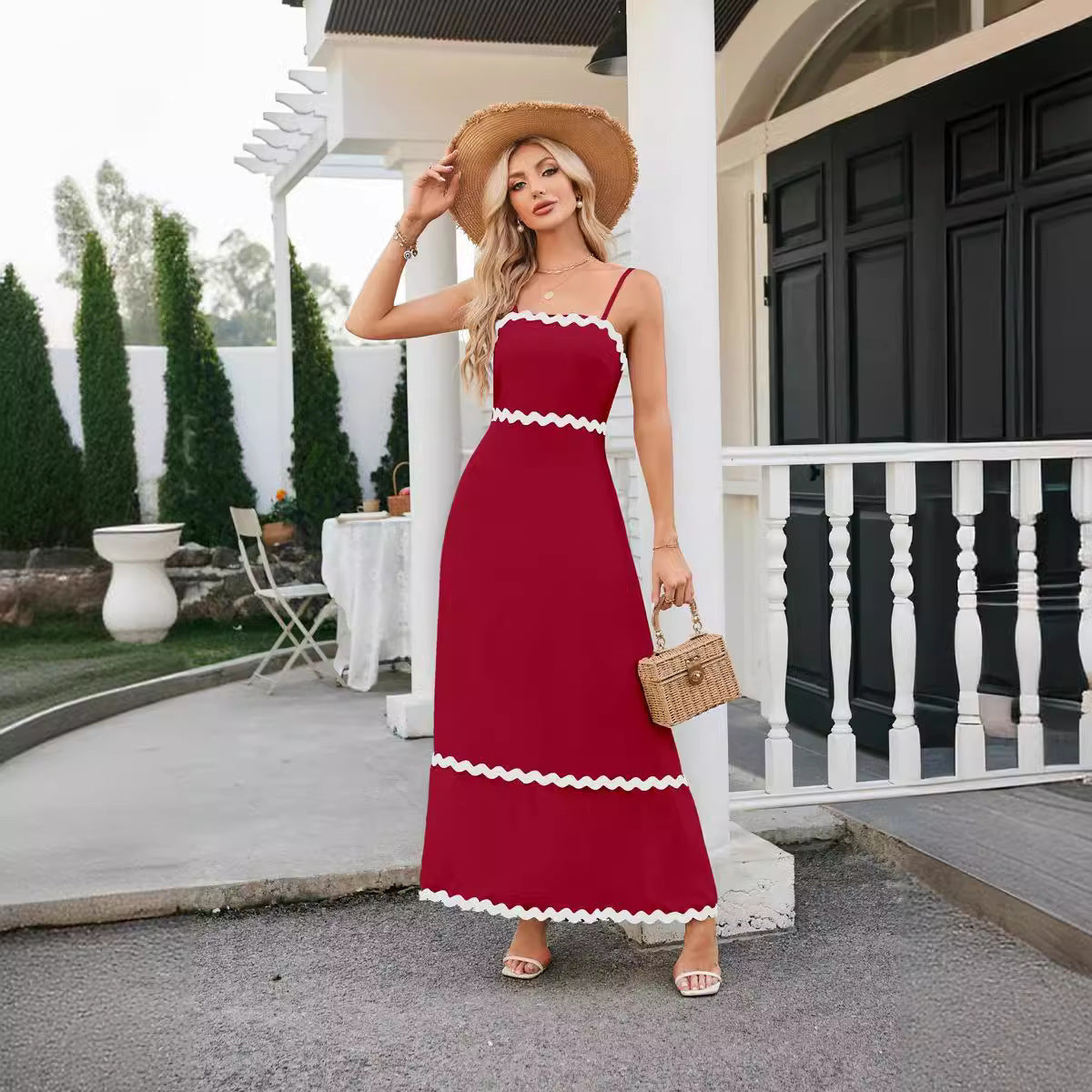 Women's Camisole Pleated Lace Mid-length Sleeveless Dress