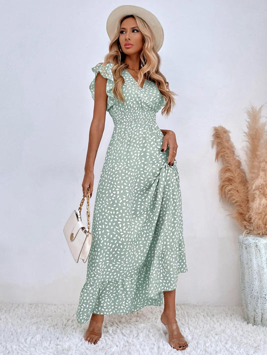Lotus Breeze Chiffon Maxi Dress