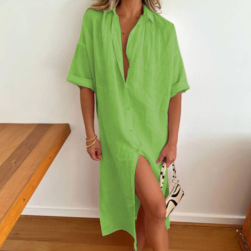 Women's Lapel Mid-length Dress