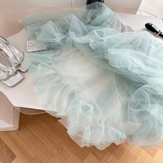 Two-piece Mesh Cinched Suspender Dress