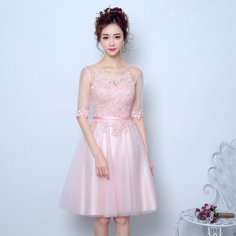 Mid-length Champagne Sister Group Dress