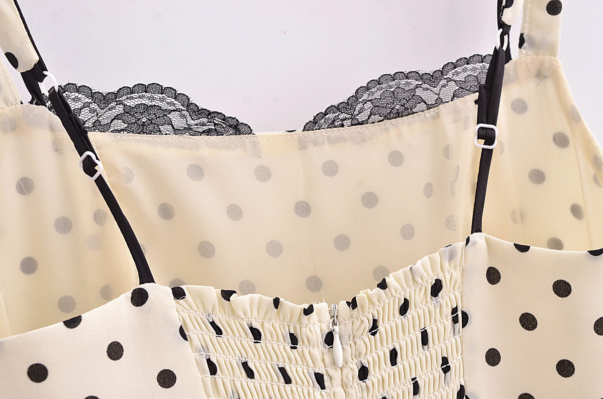 Retro Dots Printing Slip Dress